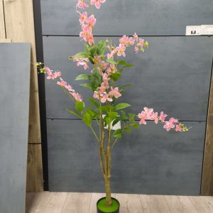 Fleur artificielle décorative – Orchidée rose en pot – 120 cm