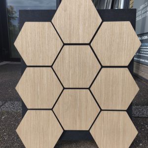 Panneaux Décoration Hexagonaux White Oak 76x61cm avec feutre acoustique