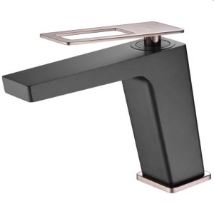 MITIGEUR MONOCOMMANDE LAVABO SUECIA NOIR OR ROSE BRILLANT