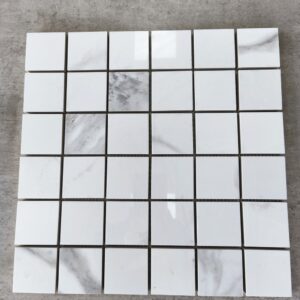 Mosaïque Carrelage Sol/Mur Brillant 30x30 cm (puce 5x5cm) - CARRARA WHITE