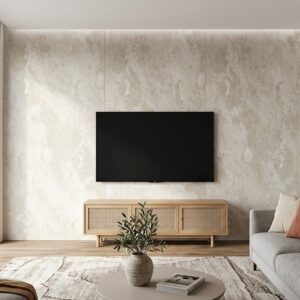 Panneau Mural PVC 122x260cm Mat en Relief Epaisseur 3mm - PIETRA BEIGE