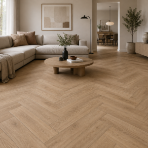 Parquet Chevron SPC Rigide 635x127x5,5 mm + sous couche IXPE 1.5mm (total 7mm) – KOLN